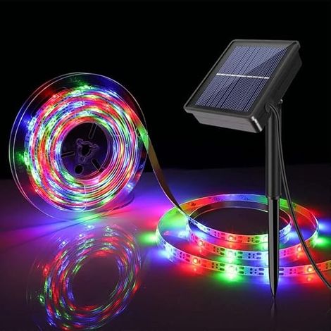 Solar LED Strip Outdoor 3M SMD 2835 RGB Color Changing LED Strip Light IP65 Waterproof for Garden Trees (1/5)