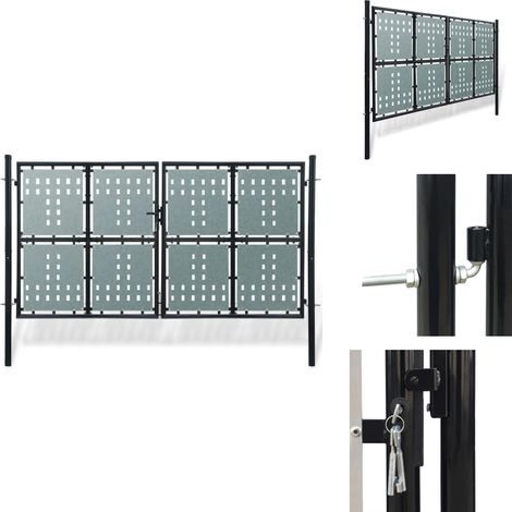 Zauntor (Einzeltor) Schwarz 300x200 cm - Gartentor - Zaun - Einfahrtstor - Metalltor - Stahltür (1/5)