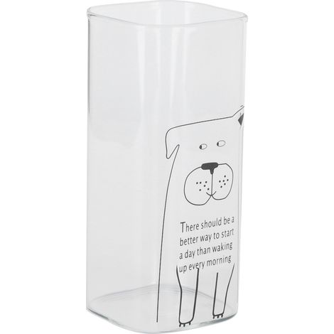 Mug en verre opalin imprimé de 400 ml, motif chien, idéal pour le thé, le café et le petit-déjeuner. (1/5)