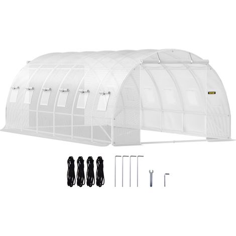 VEVOR Serra da Giardino per Piante a Tunnel Impermeabile con 12 Finestre e Porte 6,1 x 3 x 2,1m, Serra a Tunnel da Esterno Impermeabile in Acciaio Zincato Copertura PE 30,6 kg, Serra a Tunnel Bianco (1/4)