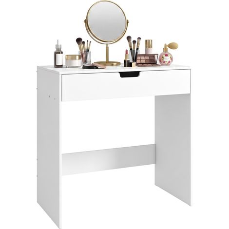 Coiffeuse - HOMCOM - table de maquillage - avec tiroir - moderne et compacte - montage facile - bois - 75 x 40 x 75 cm - blanc (1/5)
