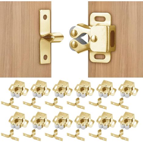 Lot de 12 serrures galvanisées à double roulement à billes pour portes coulissantes, portes de placards et portes à double rouleau.