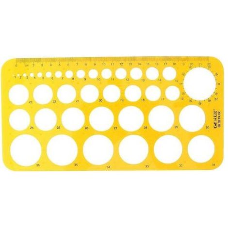 Gabarit de dessin circulaire en plastique, règle géométrique de mesure, outil de traçage pour école, bureau, dessin technique et loisirs créatifs 25,5x13 cm orange (1/4)