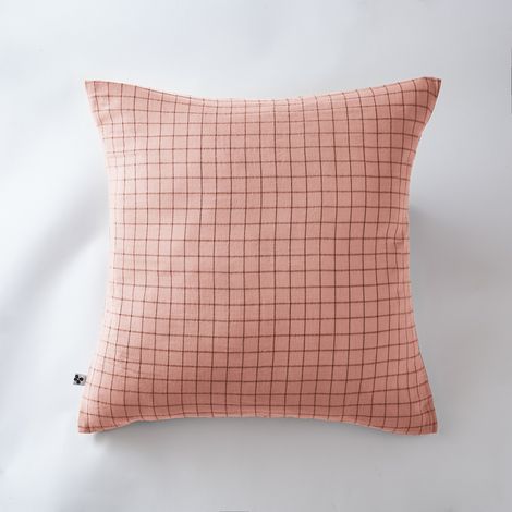Taie d'oreiller gaze de coton 60 x 60 cm gaïa mix rose pêche Rose (1/4)