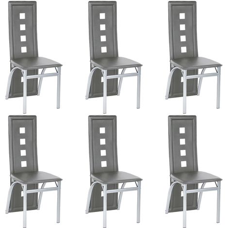 Esszimmerstühle 6er-Set,aus Kunstleder, für Küche, Esszimmer,grau (1/5)