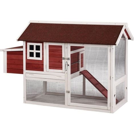 Pollaio in Legno Budapest 171x81x110 cm - Casetta per Galline Impermeabile, Verniciata, con 2 Livelli tra Nido e Parco