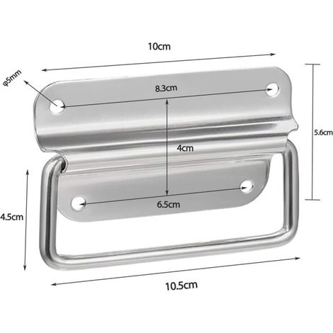 (4 Pièces) Pliante traction d'acier inoxydable, Poignée de Caisse Poignées Caisse Pliante Poignée Boîte Outils, Porte en métal Extracteur Poignée (1/3)