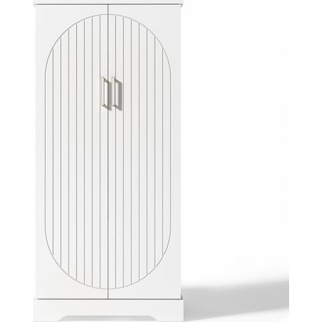 Credenza da cucina bianca 60 x 35 x 128 cm con LED sensore, ripiani regolabili e antiribaltamento (1/5)