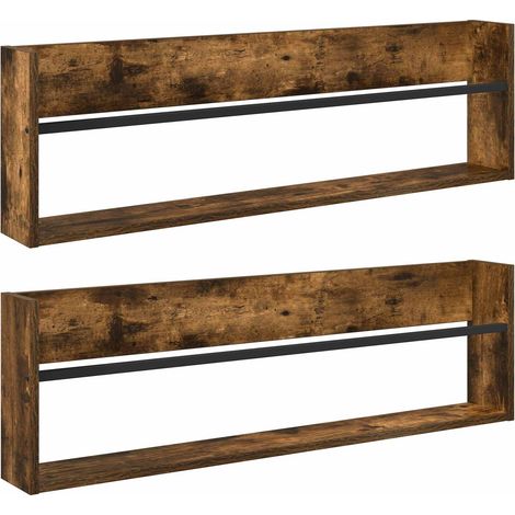 Maison Exclusive - Scaffale per riviste 2 pcs Rovere fumé 100 x 12 x 30 cm