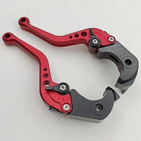 Poignée de frein, d'embrayage hydraulique et de klaxon pour guidon de moto Kawasaki ZX1400 ZX14R ZZR1400 (tige courte rouge) (1/5)