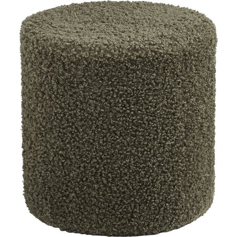 Ejby - Pouf rotondo in teddy verde ø34x36 cm