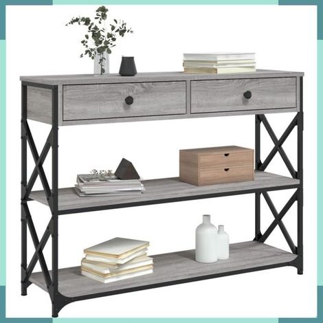 834193 Table console sonoma gris 100x28x75 cm bois d'ingénierie (1/5)