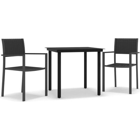 Ensemble à manger de jardin 3 pcs  Mobilier de jardin Noir (1/5)