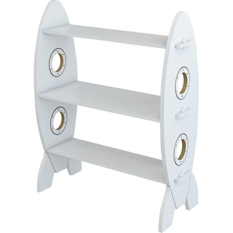 Librería infantil con forma de cohete 70 x 55 x 55 cm color blanco 030009008