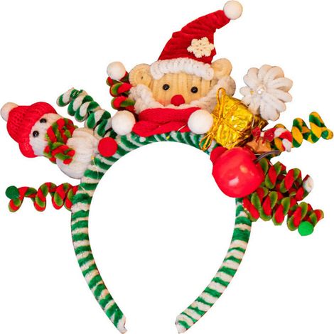 Christmas headband, Santa hat, headband, bell, cute Christmas costume, snowman headdress, luminous headdress (1/4)