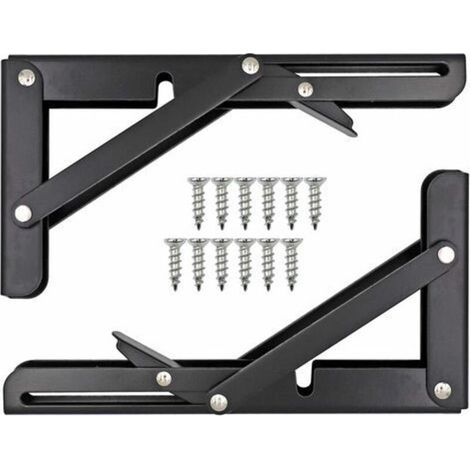 Équerre de fixation pliable en acier inoxydable – Charge lourde – Dimensions 20,5 x 10,8 cm – Pour étagères et établis