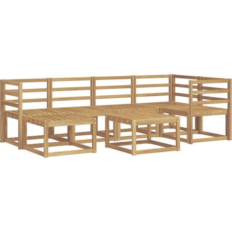 Outdoor Sofa Set 7 pcs White Solid Acacia Wood vidaXL (1/5)