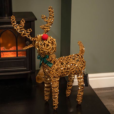 67cm Battery Operated Light up Brown Christmas Reindeer with Red Nose & 80 Warm White LEDs (1/5)
