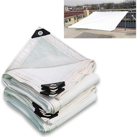 Voile d'ombrage, pare-soleil pour pergola, tissu d'ombrage blanc, bâche en maille d'ombrage haute densité, pour terrasse, patio, pergola, arrière-cour, 1 x 1 m (1/5)