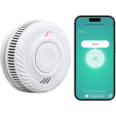 Détecteur de fumée WiFi avec batterie de 10 ans, alarme incendie intelligente, capteur photoélectrique, conforme à la norme EN14604, compatible avec l'application Tuya/Smart Life (1/5)