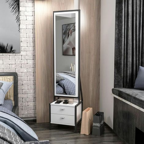 Miroir sur pied avec rangement bijoux maquillage CODY
