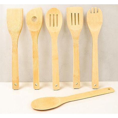 support Contenant 7 Ustensiles De Cuisine En Bambou 7 X 30 Cm (1/5)