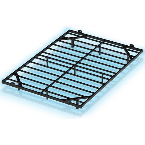COSTWAY Double Floating Bed Frame LED Lights Metal Platform Bed Mattress Black (1/5)
