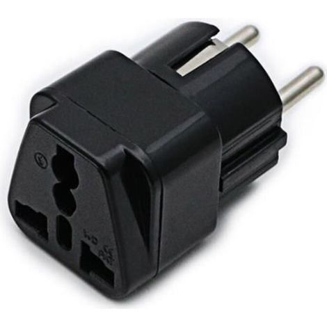 LAN BDD Adaptateur de prise universel UE Convertisseur de prise international vers UE Adaptateur de voyage 250 V, noir