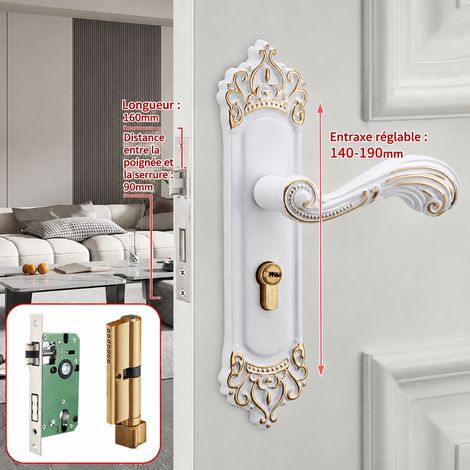 Serrure à poignée blanche 160/90 à entraxe réglable blanc 160 90 1 kg – Livraison gratuite