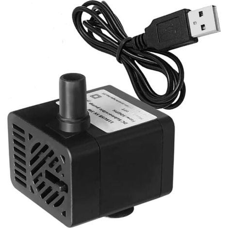Mini pompe submersible USB 5 V pour fontaine, aquarium, bassin, système hydroponique, noir (1/4)