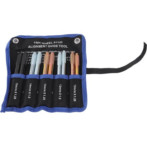 Kit di perni di allineamento ruote in alluminio Toivize (10 perni) - 5 misure - Filettatura M12, M14, M15 - per il cambio gomme su veicoli con fissaggio a bulloni (1/5)