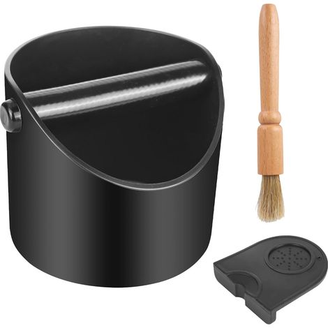 Knock Box Kaffeesatzbehälter – Kaffeezubehör für Filterhalter, mit Silikonmatte, Reinigungsbürste und abnehmbarem Reibebrett, Küchen- und Kaffeezubehör