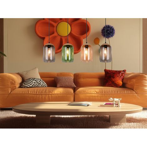 Pendelleuchte CORK, Lampenschirme bunt aus recyceltem Glas, Breite 90cm (1/5)