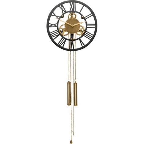 KAREDESIGN Reloj de Pared 126 x 46 cm Negro y Dorado Serie Premium Kare - SpazioLuzio