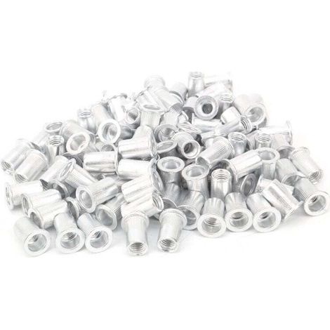 Lot de 100 écrous à rivets M8 à tête plate en aluminium pour acier, alliage, cuivre, plastique (1/4)