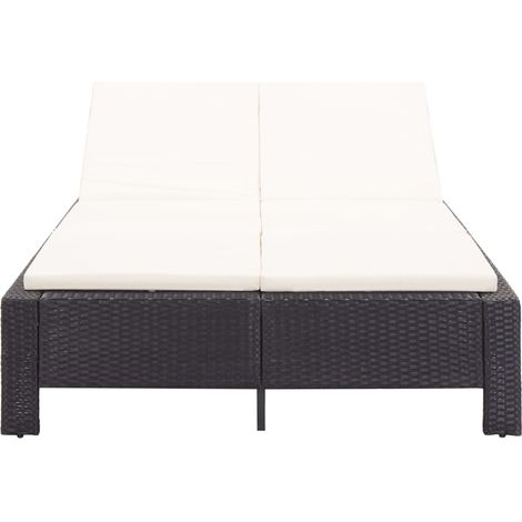 Transat à 2 places avec coussin Noir Résine tressée