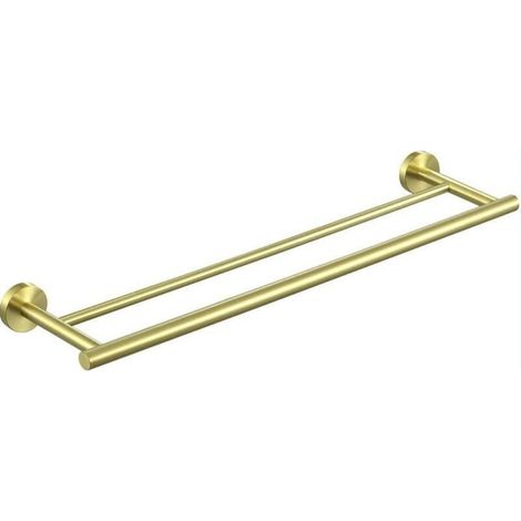 Porte-serviettes double pour salle de bain, porte-serviettes de bain, porte-serviettes mural en acier inoxydable SUS304, finition brossée 60 cm.