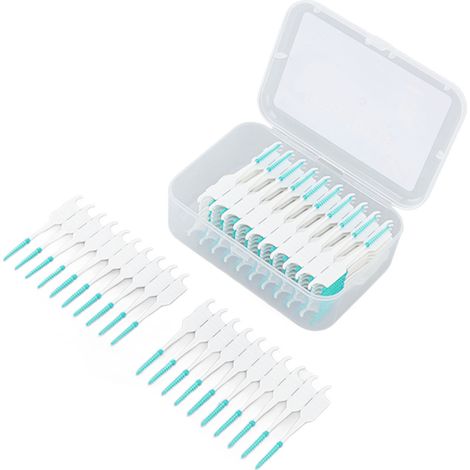 Brosse interdentaire jetable à tête souple en silicone, avec étui, pour l'hygiène bucco-dentaire, 200 pièces, vert menthe (1/5)