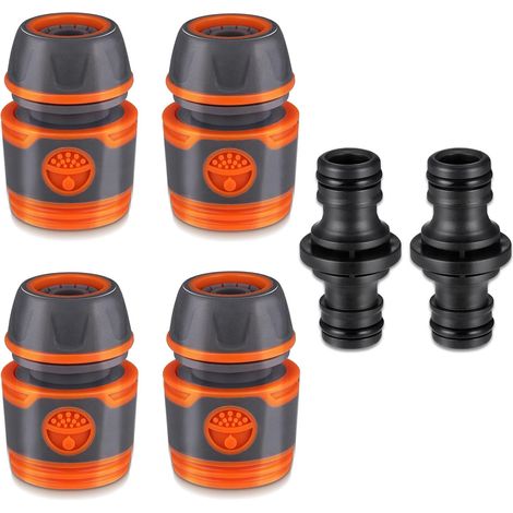 6 Pièces Embout Tuyau Arrosage, Kit de Raccord Tuyau D'arrosage pour Rallonge de Tuyau 13 mm (1/2"), Tuyau de Jardin avec Connecteur, pour début et Fin de Tuyau, Necessaire Darrosage (1/5)