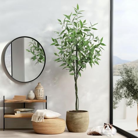 Grand Eucalyptus Artificiel en Pot – Arbre décoratif réaliste avec Feuilles en Soie – Plante Fausse pour intérieur/extérieurérieur, Salon, Bureau, entrée – 183 cm, 72 Pouces (1/5)
