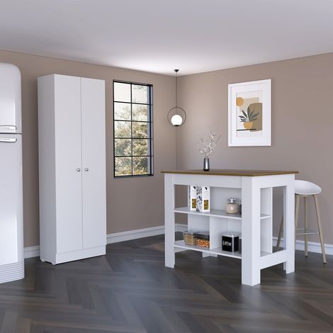 Set di Cucina Charlotte con Isola e Armadio Multiuso per Spazi Moderni (1/5)