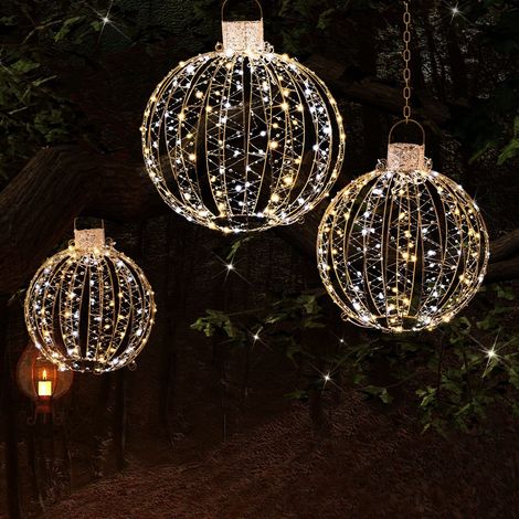 3 PCS Christmas LED Ball Lights Hanging Fairy Light Sphere Xmas Light Waterproof (1/5)