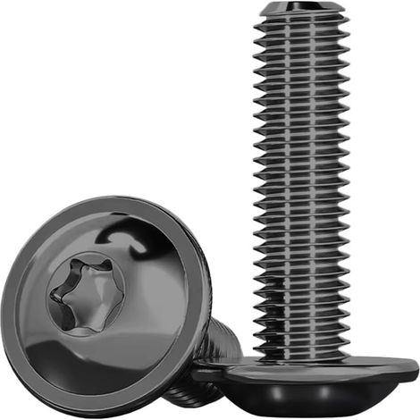 Torx M4x25mm Vis à Tête Plate Avec Collerette ISO 7380-2 à Métaux Noir Inox A2 V2A Avec Rondelle, Filetage Complet - 20 Pièces (1/5)