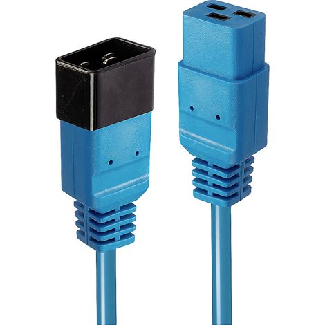 LINDY Strom Verlängerungskabel [1x Kaltgeräte-Buchse C19 - 1x Kaltgeräte-Stecker C20] 3.00 m Blau