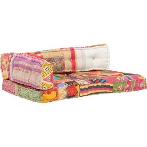Cojín para sofá de palés tela multicolor patchwork vidaXL