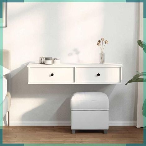 étagère murale et tiroirs - 859959 - blanc - 100 x 37,5 x 19 cm - bois d'ingénierie (1/5)