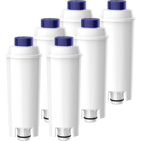 Filtres à eau compatibles avec les cafetières Delonghi Magnifica, Delonghi Dinamica et les séries ECAM/ETAM/ESAM/BCO, cartouche filtrante DLSC002, filtre adoucisseur d'eau (6 pièces) (1/5)