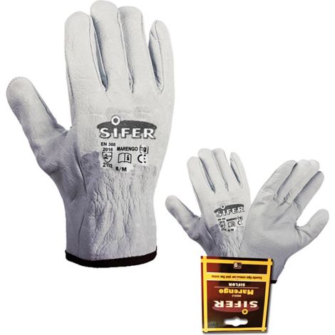 Sifer Grain Rindslederhandschuh 1st Grey Rivete T-8 Babieca