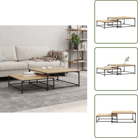 Tables basses gigognes 2 pcs chêne sonoma bois d'ingénierie - Table Basse Gigogne - Table D'appoint - Meuble Salon - Meubles Tendance - Mobilier Moderne (1/5)
