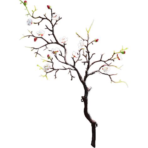 Fleur de prunier artificielle, fausse tige de branche douce d'hiver réaliste pour Vase, arrangement de décoration de Table de mariage à domicile, blanc (1/5)